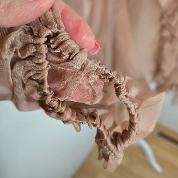 Fashion Nova Sweet Temptations Sheer Ruffle Balloon sleeve 90s Top Medium Rose - Picture 7 of 17